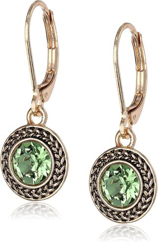 Napier "Color Declaration" Gold-Tone Green Leverback Drop Earrings in Kuwait