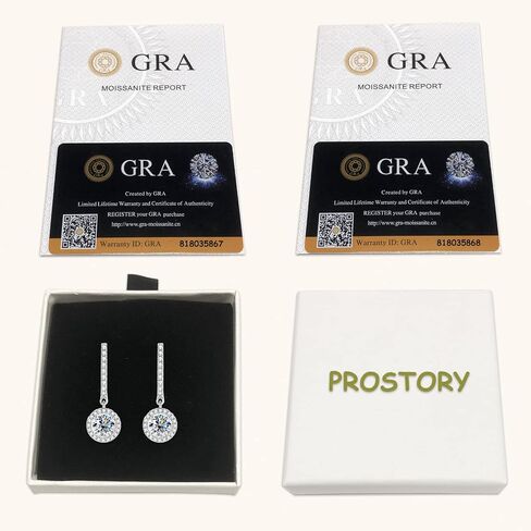 PROSTORRY 1 قيراط مويسانيتي أقراط متدلية 18 قيراط مطلية بالذهب 925 فضة استرليني D اللون مويسانيتي قلادة قطرة حلق هوجي للنساء هدايا عيد الميلاد والمجوهرات in Kuwait