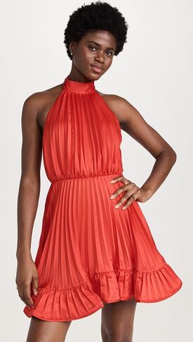 فستان AMUR النسائي ذو الثنيات الصغيرة ذو الرسن in Kuwait