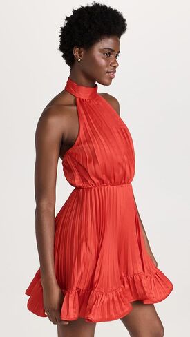 فستان AMUR النسائي ذو الثنيات الصغيرة ذو الرسن in Kuwait