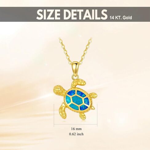 بلوكاسي عقد سلحفاة بحر من الذهب عيار 14 قيراط للنساء مع قلادة من حجر بيرستون اوبال اكتوبر، 16 انش - 18 انش، ذهبي، اوبال, ذهب, حجر Opal in Kuwait
