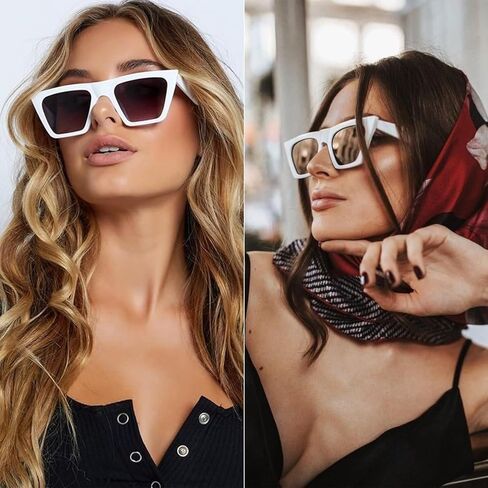 Pibupibu 3 Pack النظارات الشمسية المرحة للنساء، حجر الراين على شكل قلب/مربع ريترو كاتي/مجموعة نظارات شمسية قطيفة ناعمة مخملية in Kuwait