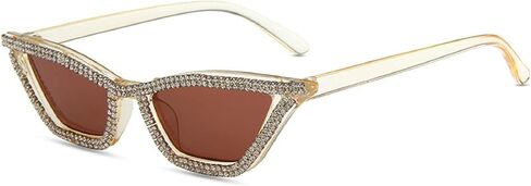 mincl Cat Eye Sunglasses for Women Sparkling Rhinestone Sunglasses Trendy Retro Diamond Glasses UV400 Protection in Saudi Arabia