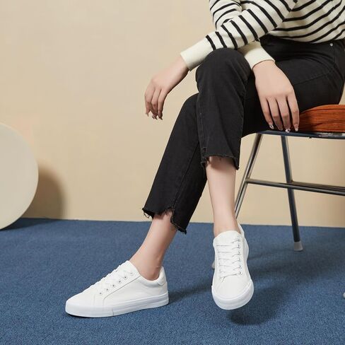 Witwatia Women's Casual Canvas Shoes Low Top Play Fashion Sneakers Ladies Canvas Tennis Shoes Lace-Up Comfortable White Canvas Shoes for Girls in Kuwait