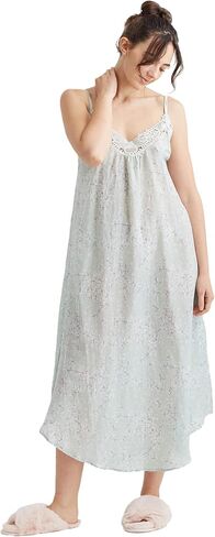 قميص نوم طويل نسائي من Papinelle بدانتيل أمامي من Cheri Blossom، مصنوع من مزيج الحرير القطني المميز، لون حكيم in Kuwait