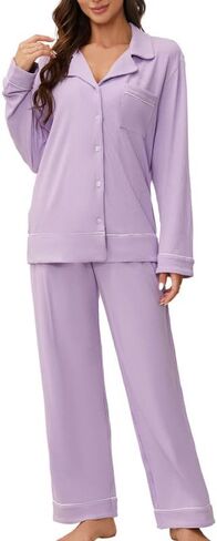 HEARTNICE Women Soft Pajama Sets, Long Sleeve knit Sleepwear Button Up 2-Piece Pjs Lounge Sets in Kuwait