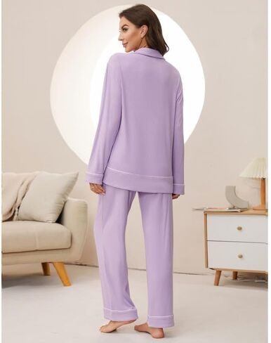 HEARTNICE Women Soft Pajama Sets, Long Sleeve knit Sleepwear Button Up 2-Piece Pjs Lounge Sets in Kuwait