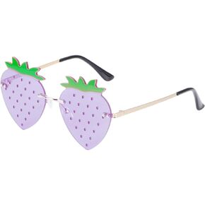 Dazzleimart Strawberry Shape Sunglasses Retro Trendy Fun Sunglasses for Women Men Christmas Decorations Party Favor