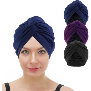 3 قطع من القطن للعلاج الكيميائي للسرطان، قبعة مرنة للنوم، قبعات عمامة للرأس، غطاء لتساقط الشعر للنساء، أغطية الرأس (رمادي + أحمر + أسود) in Kuwait