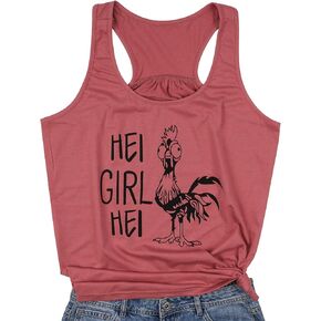 تي شيرت HEI Girl HEI Racerback بدون أكمام للنساء بدون أكمام مطبوع عليه حروف مضحكة، تي شيرت كاجوال برسومات in Kuwait