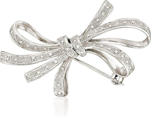 Ross-Simons 0.10 ct. t.w. Diamond Ribbon Pin in Sterling Silver. in Saudi Arabia