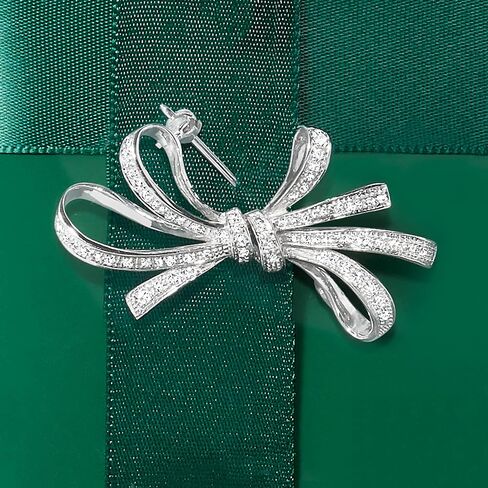 Ross-Simons 0.10 ct. t.w. Diamond Ribbon Pin in Sterling Silver. in Saudi Arabia