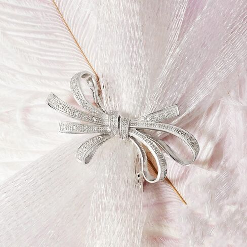 Ross-Simons 0.10 ct. t.w. Diamond Ribbon Pin in Sterling Silver. in Saudi Arabia