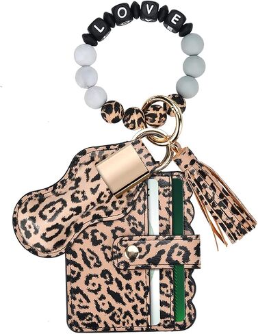 Abitoncc السوار المفاتيح سوار المحفظة للنساء سيليكون مطرز الإسورة حامل بطاقة مع حامل أحمر الشفاه كيرينغ شرابة in Kuwait