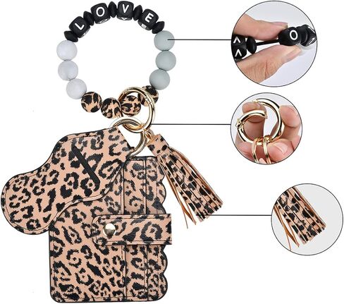 Abitoncc السوار المفاتيح سوار المحفظة للنساء سيليكون مطرز الإسورة حامل بطاقة مع حامل أحمر الشفاه كيرينغ شرابة in Kuwait