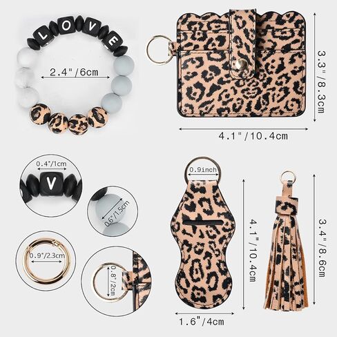 Abitoncc السوار المفاتيح سوار المحفظة للنساء سيليكون مطرز الإسورة حامل بطاقة مع حامل أحمر الشفاه كيرينغ شرابة in Kuwait