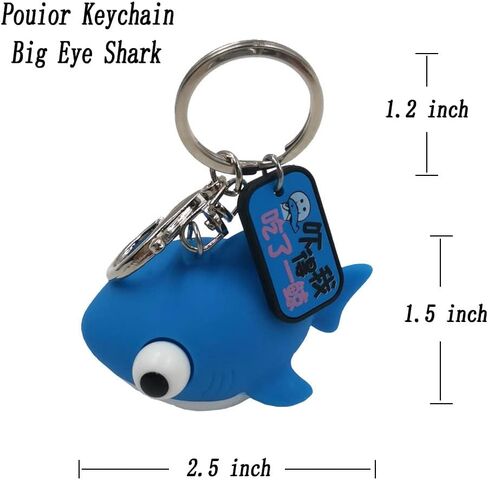 Pouoir Shark Keychain مرن ثلاثي الأبعاد على شكل قرش حلقة مفاتيح لطيفة للضغط على الاسترخاء سلسلة مفاتيح هدية in Kuwait