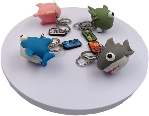 Pouoir Shark Keychain مرن ثلاثي الأبعاد على شكل قرش حلقة مفاتيح لطيفة للضغط على الاسترخاء سلسلة مفاتيح هدية in Kuwait