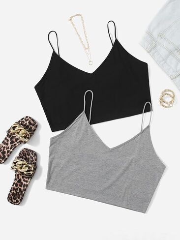 سترة علوية نسائية SweatyRocks بمقاس كبير وحزام سباغيتي ورقبة على شكل حرف V أساسية مكونة من قطعتين in Kuwait