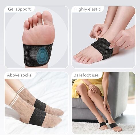 Arch Support Bands Built-in Orthotics for Plantar Fasciitis Pain Relief,Arch Support Sleeves With Gel Pad Inside,Flat Feet Support,Foot Pain Relief,Fallen Arches,Achy Feet Problems for Men and Women in Kuwait