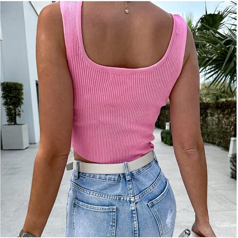 Naimo Womens Sparkly Rhinestone Tassel Crop Top Sleeveless Ribbed Tank Tops Cami Slim Fit Cropped Shirt Vest in Kuwait