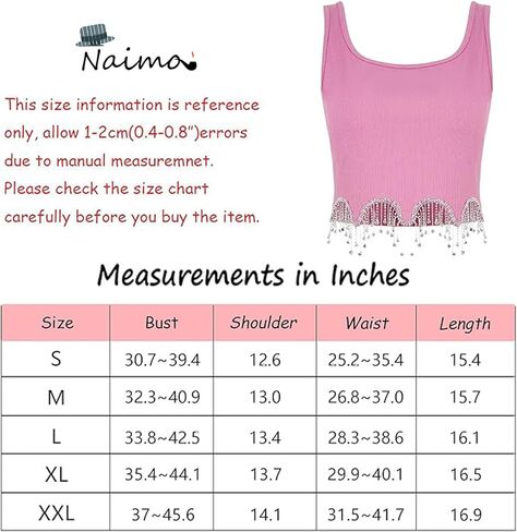 Naimo Womens Sparkly Rhinestone Tassel Crop Top Sleeveless Ribbed Tank Tops Cami Slim Fit Cropped Shirt Vest in Kuwait