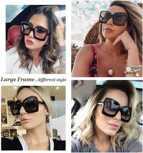 نظارات شمسية كبيرة الحجم من SINBRLAI للسيدات نظارات شمسية مربعة عصرية ونظارات شمسية كبيرة بتصميم الفهد in Kuwait