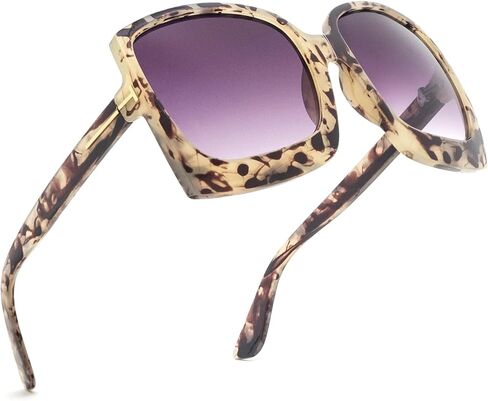 نظارات شمسية كبيرة الحجم من SINBRLAI للسيدات نظارات شمسية مربعة عصرية ونظارات شمسية كبيرة بتصميم الفهد in Kuwait