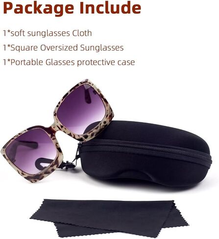 نظارات شمسية كبيرة الحجم من SINBRLAI للسيدات نظارات شمسية مربعة عصرية ونظارات شمسية كبيرة بتصميم الفهد in Kuwait