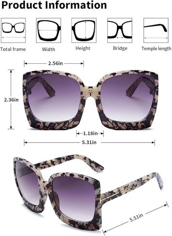 نظارات شمسية كبيرة الحجم من SINBRLAI للسيدات نظارات شمسية مربعة عصرية ونظارات شمسية كبيرة بتصميم الفهد in Kuwait