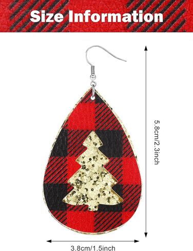 20 Pairs Women Christmas Faux Leather Earring Glitter Leaf Drop Dangle Earrings in Saudi Arabia