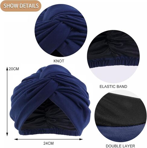 3 قطع من القطن للعلاج الكيميائي للسرطان، قبعة مرنة للنوم، قبعات عمامة للرأس، غطاء لتساقط الشعر للنساء، أغطية الرأس (رمادي + أحمر + أسود) in Kuwait