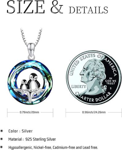 قلادة من الفضة الاسترليني عيار 925 على شكل بطريق/باندا للنساء من تشينجونج in Kuwait