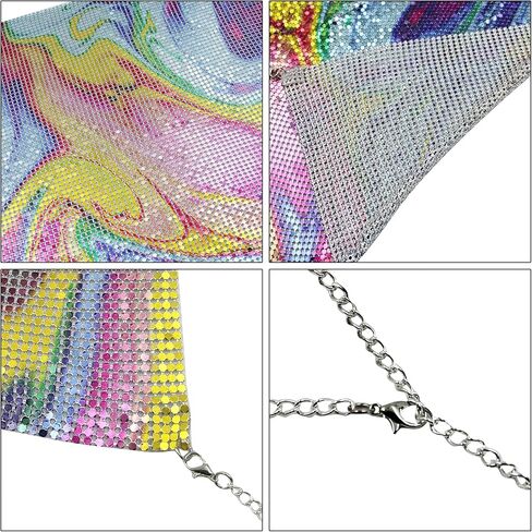 Women Sexy Shiny Rhinestone Tank Top Deep V Neck Halter Metal Body Chain Crop Top Shirt for Night Club Party Rave Outfit in Kuwait