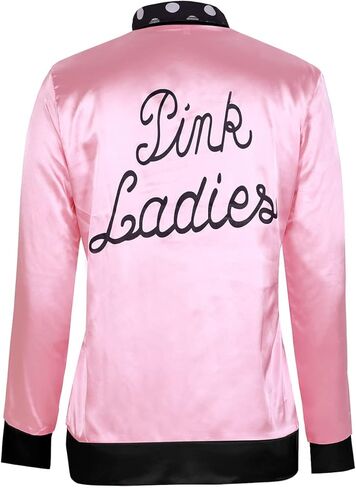 سترة Edinoy من الساتان الوردي من الخمسينيات من القرن العشرين مع أقراط وشاح ونظارات عين القطة أزياء الهالوين النسائية التنكرية in Kuwait