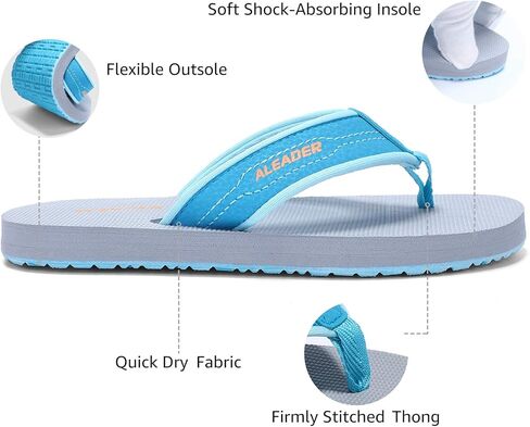 ALEADER Kids صنادل فليب فلوب صنادل ثونغ خفيفة الوزن للشاطئ/حمام السباحة للشباب (طفل صغير/طفل كبير) in Kuwait