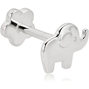 AVORA 14K Gold Simulated Diamond CZ Elephant Cartilage Piercing Flat Back Earring Body Jewelry (18 Gauge)
