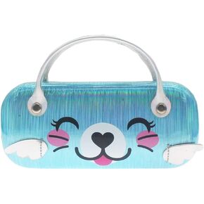 Kids Girls Boys Eyeglass Case Glasses Pouch unicorn Dazzling Sparkle Glitter Hard Shell with Handle