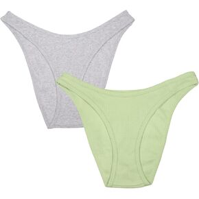 Smart & Sexy Women's Comfort Cotton Rib High Leg Thong, 2-Pack
