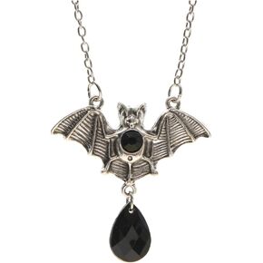 GYRMMUE Bat Necklace Vintage Punk Vampire Bat Pendan Necklace Animal Bat Wing Crystal Pendant Necklace Halloween Necklace Jewelry Gift for Women and Girls