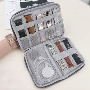 CNFZLIYUER Watch Band Organizer, Gray Nylon Waterproof Watch Bands Storage Bag for Watch Straps With Zipper, Portable Electronics Travel Storage Case for Watch Straps, Earphones, Data Line, U Disk in Kuwait