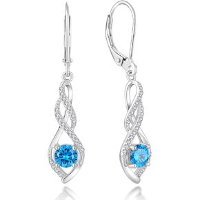 Infinity Sterling Silver Earrings for Women - Guesma Drop & Dangle Earrings Created Birthstone - Wedding Leverback Earrings Jewelry