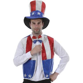 EraSpooky Men's Sequined Uncle Sam Costume Independence Day Fancy Dress in Saudi Arabia