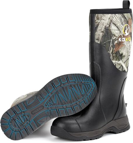 Kalkal Rain Boots Men, Waterproof Rubber Boots for Men, Durable Neoprene Work Boots for Gardening Hunting and Fishing in Kuwait