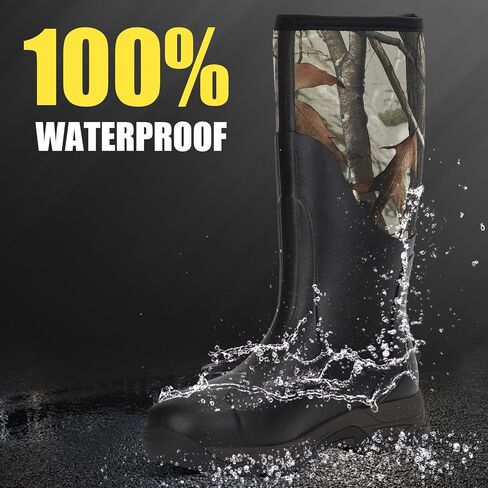 Kalkal Rain Boots Men, Waterproof Rubber Boots for Men, Durable Neoprene Work Boots for Gardening Hunting and Fishing in Kuwait