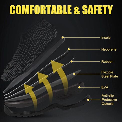 Kalkal Rain Boots Men, Waterproof Rubber Boots for Men, Durable Neoprene Work Boots for Gardening Hunting and Fishing in Kuwait