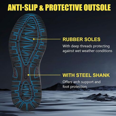 Kalkal Rain Boots Men, Waterproof Rubber Boots for Men, Durable Neoprene Work Boots for Gardening Hunting and Fishing in Kuwait