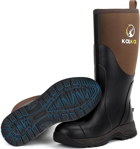 Kalkal Rain Boots Men, Waterproof Rubber Boots for Men, Durable Neoprene Work Boots for Gardening Hunting and Fishing in Kuwait