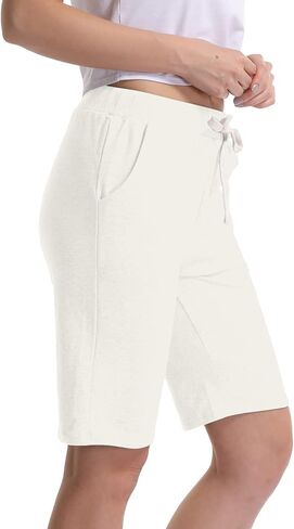 شورت برمودا نسائي شورت صيفي للنساء برباط طويل شورت عالي الخصر كاجوال شورت قطني رياضي in Kuwait