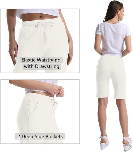 شورت برمودا نسائي شورت صيفي للنساء برباط طويل شورت عالي الخصر كاجوال شورت قطني رياضي in Kuwait